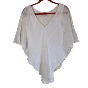 La Bottega di Brunella Sz S/M 100% Linen Gauzy Top Poncho Style Made in Italy